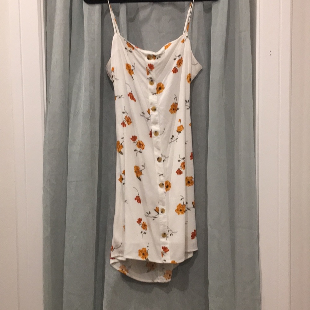 White and orange floral dress